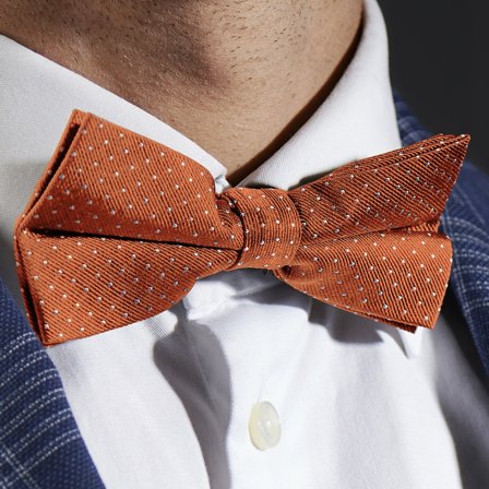 Burnished Brown Polka Dot Silk Pre-Tied Bow Tie for Men - Pre-tied bow ties