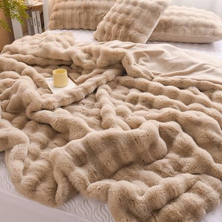 Vinter let luksus kanin fløjl tæppe fortykket dobbeltsidet fløjl soveværelse tæppe avanceret kanin plys sengetæppe lur tæppe