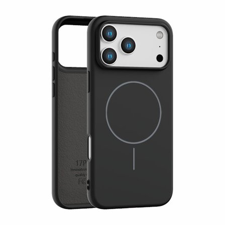 Deksel til iPhone 17 Pro Max med støtte for trådløs lading, slankt støtsikkert deksel og myk matt finish, svart