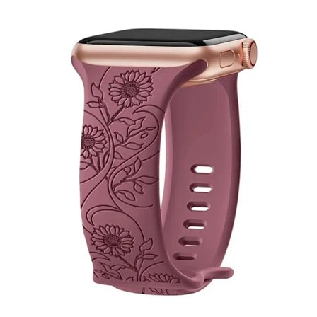 Graverat armband för Apple Watch-armband 46mm 44mm 42mm 41mm 40mm 45mm Ultra 49mm Blomsterarmband Iwatch Series 10 9 8 7 SE 6 5 4 3