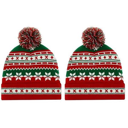 3 st Santahattar i akrylfiber, stickade, med boll, varma julhattar, 2 st 22x21cm 2 pcs 22x21cm