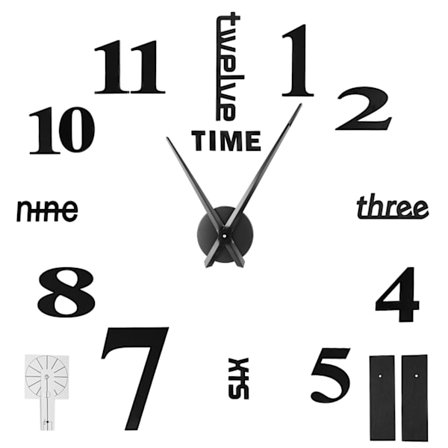 Rammeløs DIY veggklokke moderne speil veggklistremerke for hjem stue soverom dekor svart