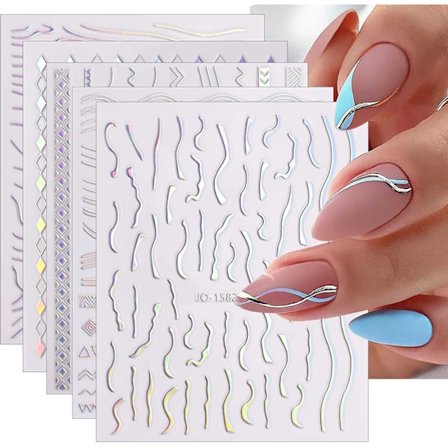 Aurora Holografiske Negleklistermærker 12 Ark Neglekunstklistermærker Dekaler Selvhæftende Neglekunstklistermærker Negledekoration Negletilbehør