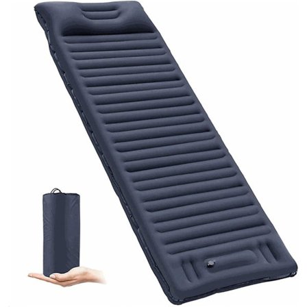Camping Selvoppustelig Liggeunderlag, Campingmåtte med Fodpumpe, Bærbar Vandafvisende Camping Luftmadras_TF_TF