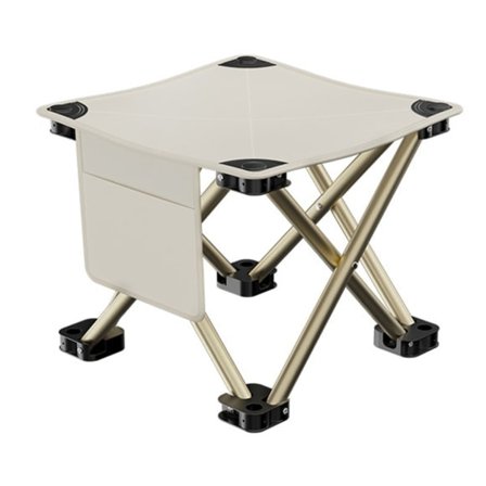 Campingstol Foldbar Sammenklappelig Stol Bærbar Stol til Campingfiskeri Vandreture Havearbejde Campingstol med Bærepose Beige Stor størrelse med side