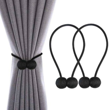2-pakkimäärä Magneettisia Verhoklipsuja Verhokiinnitteitä - Musta musta