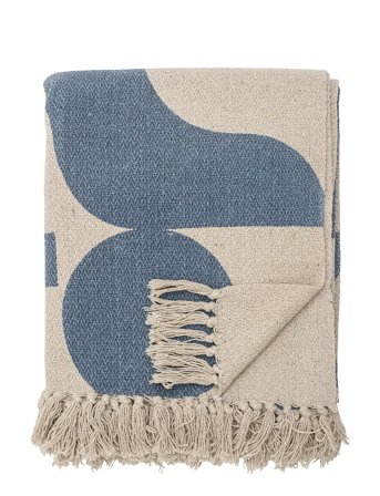 Bloomingville Agno Throw, Blue, Recycled Cotton - Blue - 160X130CM