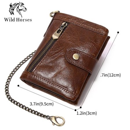 Herrepung Heilwiy Rfid Beskyttelse Ægte Læderpung Med Kæde Heilwiy Herrepung Gave