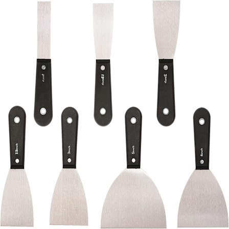 7 st Verktyg, Spackelspade Skrapa, Rostfritt Stål Färgskrapa Spackelkniv, Gipsskrapa Spackelbandkniv För Spridning av Gips