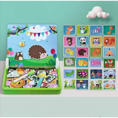 Magnetisk pussel Träpussel Tidig utbildning Leksaker Intelligensutveckling Barnpussel 3-6 år gamla pojkar och flickor
