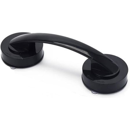 Håndtag med sugekop, sort badeværelsesrampe, skridsikker sikkerhedsvand