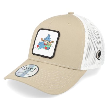Pippi Langstrumpf - Beige trucker Cap - Pippi Herr Nilsson Snow Sand/White Trucker @ Hatstore