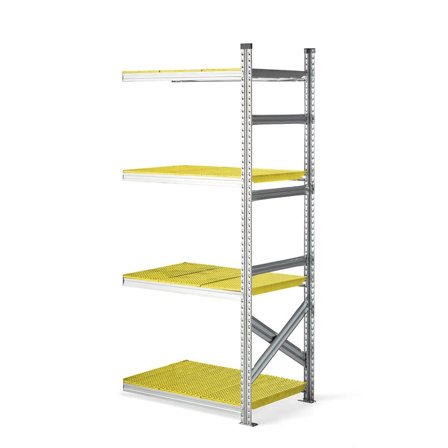 Galvanised food shelving TRANSFORM, add-on unit, 1972x900x600 mm, yellow