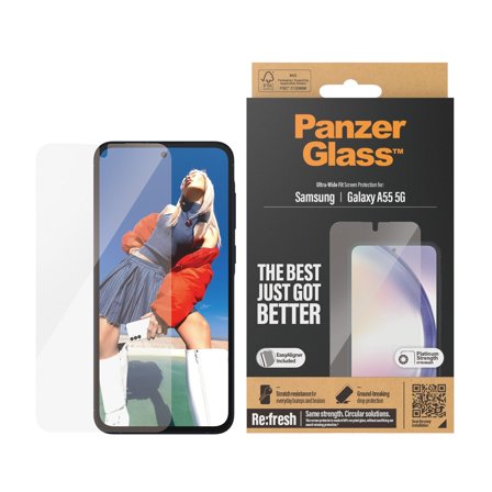Panzer Samsung Galaxy A55 5G | Ultra-Wide Fit w. EasyAligner Screen Protector PanzerGlass - High quality tempered glass screen protector