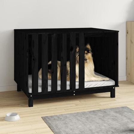 Vidaxl Hundkoja Svart 100x70x72 Massiv Furu Svart