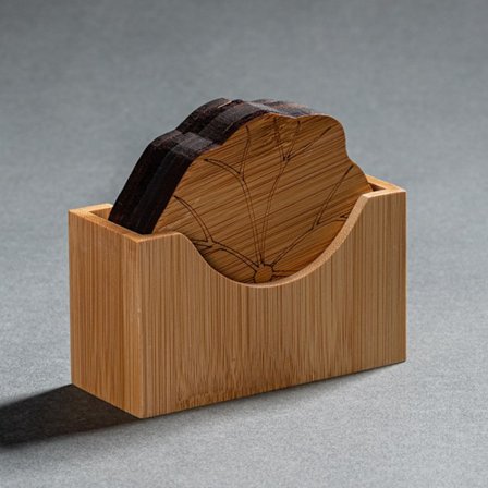 Lotus blad Bambu vatten Lotus underlägg Trä rund matbord c