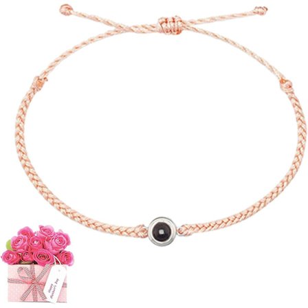 Fotlenke med personlig bilde - Projeksjonsfotlenke | Personlig bilde tau pararmbånd Jeg elsker deg armbånd 100 språk armbånd