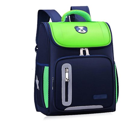 Rygsæk til grundskolen, stor kapacitet, let skoletaske til vandring og rejser, Græsgrøn