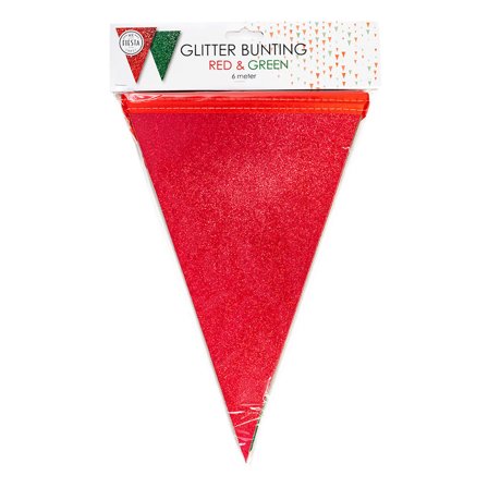 Glitrende Vimpelgirlander Rød & Grønn