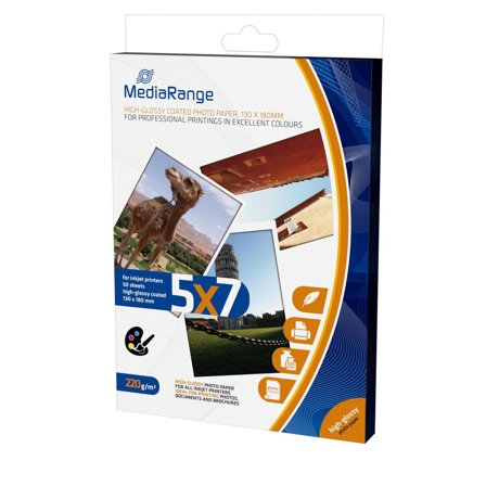 MediaRange fotopapir - høyblank - 50 ark - 130 x 180 mm - 220 g/m²