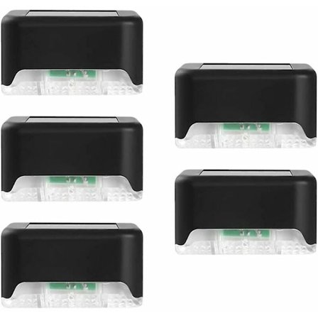 Solcells LED-däcklampor: 5 st vattentäta väderbeständiga trappbelysning för utomhusgård uteplats stolpe räcke trädgård bakgård ytterdörr gångväg 