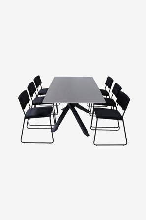 Venture Home - Matgrupp Piazza med 6 st matstolar Kenth - Grå - Matgrupper - Från Homeroom