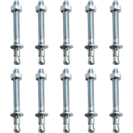 Expanderbultar, 10 Stycken M10/10mm Kraftiga Galvaniserade Ankare, Galvaniserade Metallankare