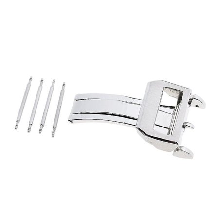 Rostfritt stål Push Folding Utbyggnadsspänne Watch Spänne 18 mm, vuxen, unisex