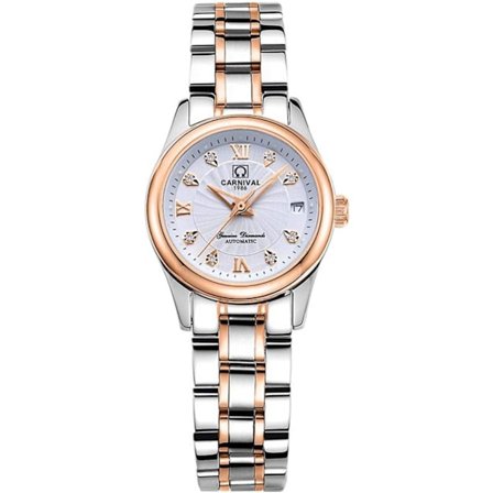 Automatisk Damklocka Analog Klocka Rostfritt Stål Länk Vattentät Lyxig Damklocka