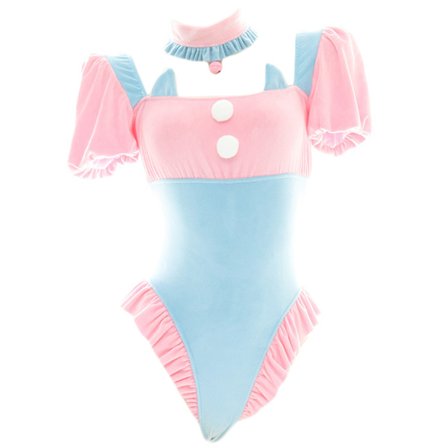 One Piece Bunny Girl Body Sexy Uniform Kanin Undertøy Lolita Blå Rosa Puff Sleeve Body Kanin Cosplay kostyme