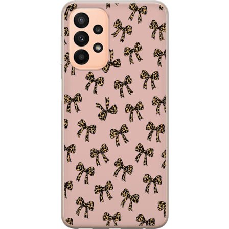 Yhteensopiva Puhelinkuori Samsung Galaxy A23 Leopardin kaarrosolki kuviollinen vaaleanpunainen tausta leopardikuvioidut soljet söpö muotia tyttömäinen