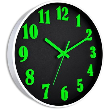 Väggklocka, Glow in Dark Väggklocka, 12 Tums Väggklocka Batteridriven, 3D Siffror Nattlampa Väggklocka, Tyst Icke-Tickande Vägg
