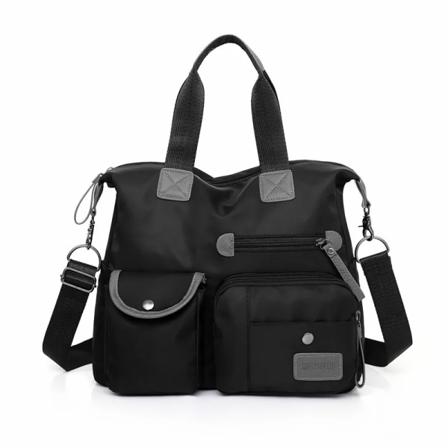 Axelväska i nylon för kvinnor Modehandväskor Vattentät Crossbody-väska Stor kapacitet Multifunktionell väska Resebudbärare Black