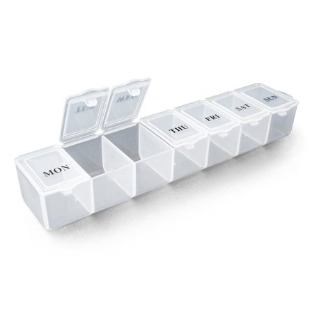Pilleboks Organizer - Pillebokser 7 Dager 1 Gang Om Dagen Ukentlig Medisinoppbevaringsboks | Daglig Pilleorganisator med Dosettrom (Hvit)
