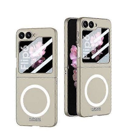 Magnetiskt skal för Samsung Galaxy Z Flip 6, Slimmad Stöttåligt Hårt PC-skal med Inbyggt Skärmskydd, Kompatibelt med MagSafe