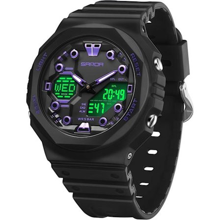 2025 Siste Modell Unisex Digital Sportsklokke 5ATM Vanntett Taktisk Analog-Digital Klokke med Stoppeklokke, Alarm, LED-Bakgrunnsbelysning, Transparent