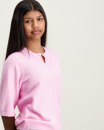 VERO MODA VMDOFFY 2/4 O-NECK BUTTON CARDIGAN GIRL Rosa Tröjor Tjej - Kids Brand Store