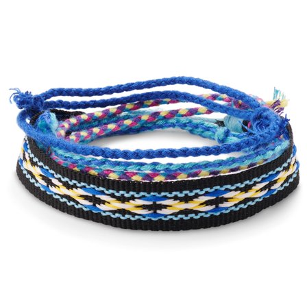 Surfararmband i ljusblå och flerfärgad textil för män - Flätade armband