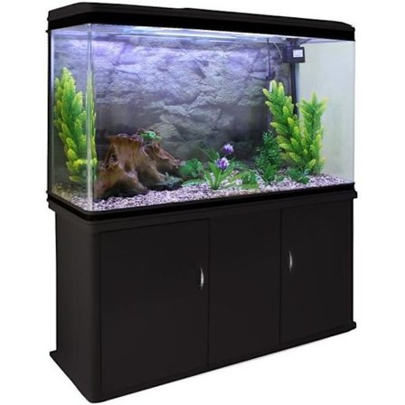 Akvarium - Svart - 300 liter - Svarta möbler - Startpaket - Naturgrus