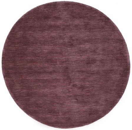 Tappeto Di Lana Monocromatico Handloom Porpora Scuro Rotondo Piccolo