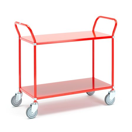 Regalwagen TRANSIT mit 2 Fachböden, 900 x 440 mm, rot