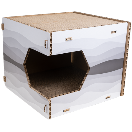 Selected by ZOO - Kløepinne CatClaw Adventure papp, 44,5x40,5x35,5cm, Grå - Katt - Kloretre og kloremøbler - Klorebrett og kloresøyler - ZOO.no