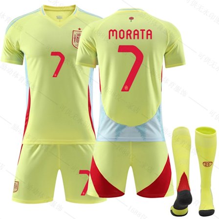 Gos- 2024 Spania Borte EC Fotballdrakt 7 MORATA-Xin