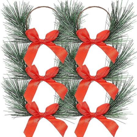 Dekorative Furu Nålringer Lysestake Ring Borddekorasjon Juledekor Rund Form 6 stk