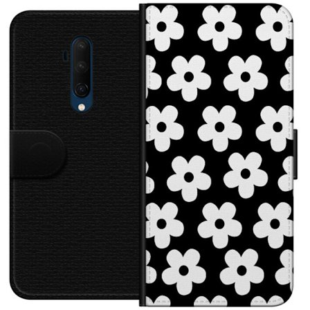 Yhteensopiva Lompakkokotelo OnePlus OnePlus 7T Pro Mustavalkoinen kukkakuvio minimalistisessa skandinaavisessa muotoilussa, jossa voimakas kontrasti j