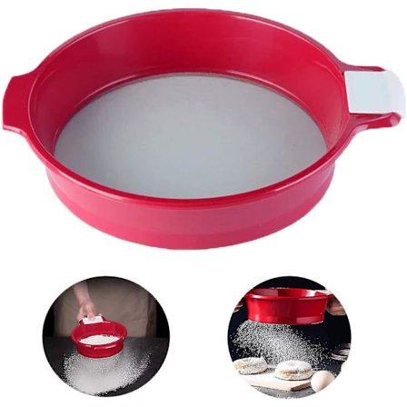 Filter Sil Sikt Sukkersifter Håndholdt Melsifter Liten Sifter Mat Sil Rød Melsifter Plast Sukkersifter Mesh Sifter