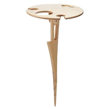 Udendørs bærbar vinbord med mini sammenklappeligt rundt skrivebord i træ, udendørs picnic tilbehør 1 stk