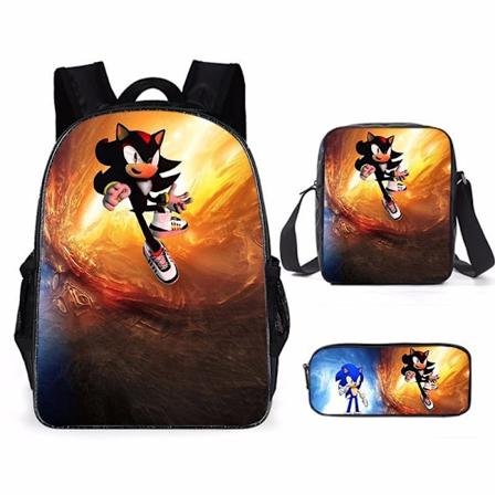 Ny Sonic barnryggsäck animerad 3d-tryckt ryggsäck Sonic barnryggsäck i tre set Y #37