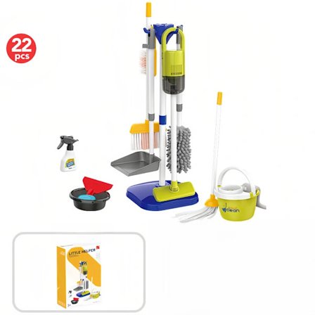 Siivoussetti taaperoille, lasten siivouslelusetti, 22-osainen irrotettava lasten siivoussetti - opettavainen siivousvaunu roolileikkeihin