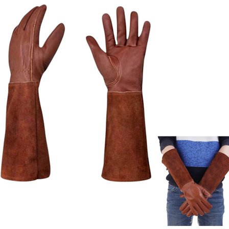 1 par - havehandsker til kvinder/mænd - tornbestandigt okselæder - rose-/brombærbeskæring